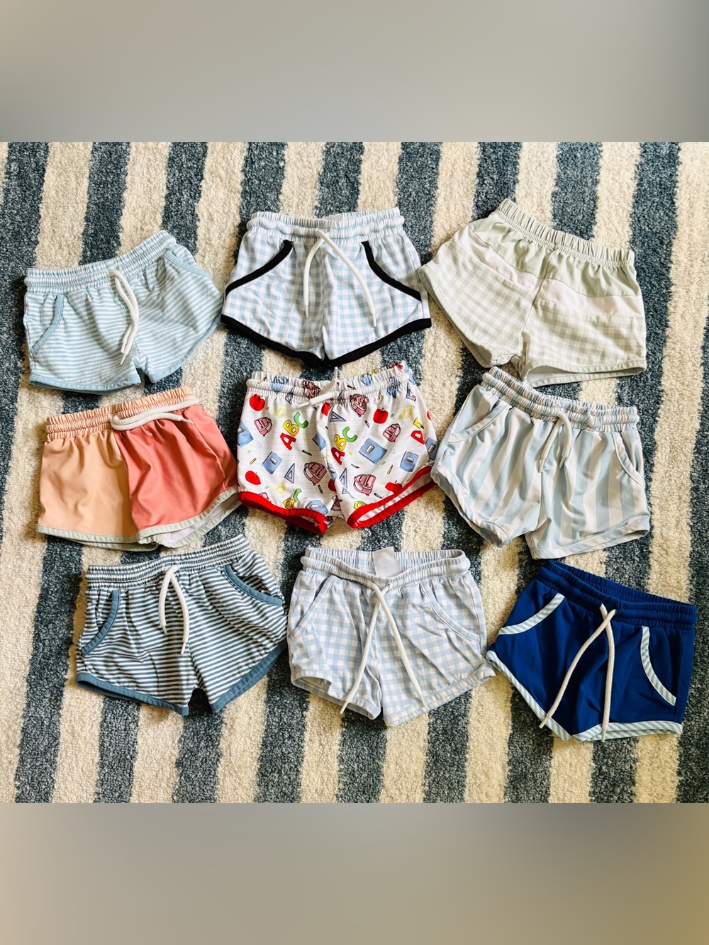 Kids Smocking Boutique Drawstring Shortie Shorts - Mixed Prints/Colors 12mo